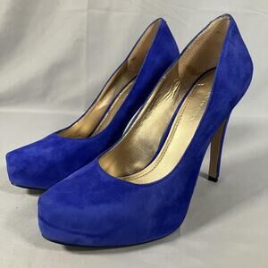 BCBGeneration Shoes Womens Size 7.5 Blue Suede Stiletto Pumps Platform BG-PARADE